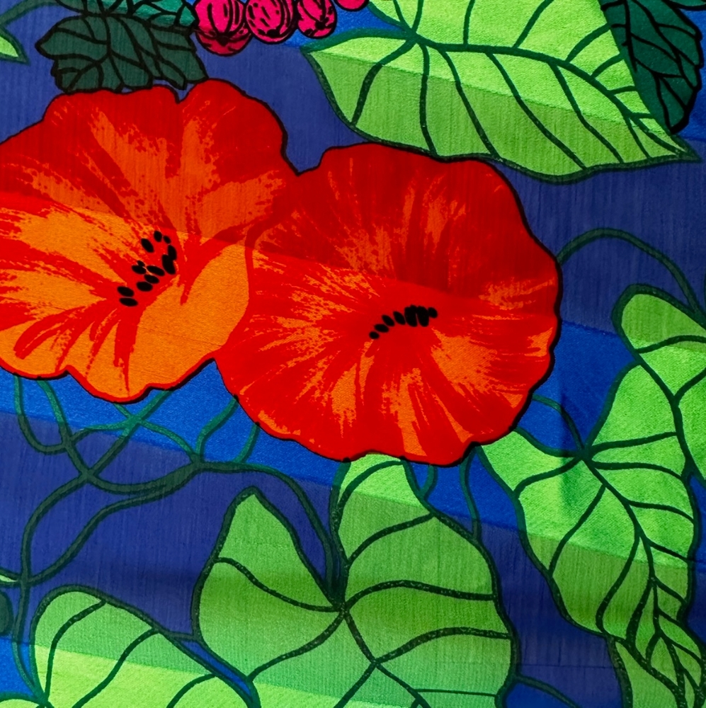 Rare hugh Christian Dior 100% burn out silk 54"×54" XL - Picture 4 of 6